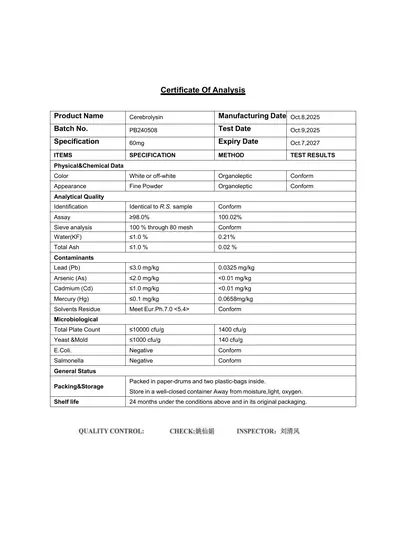Cerebrolysin 60mg COA 2025-10-09