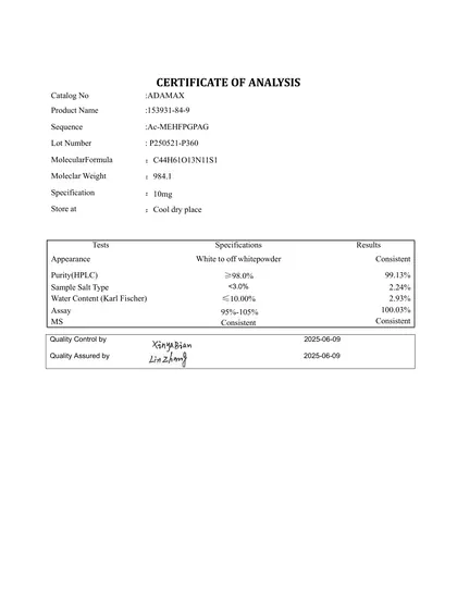 ADAMAX 10mg COA 2025-06-09