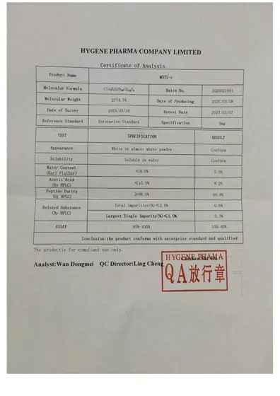 MOTS-C 5mg COA 2025-03-18