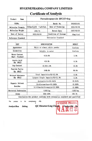 BPC157 + Arg COA 2025-03-03